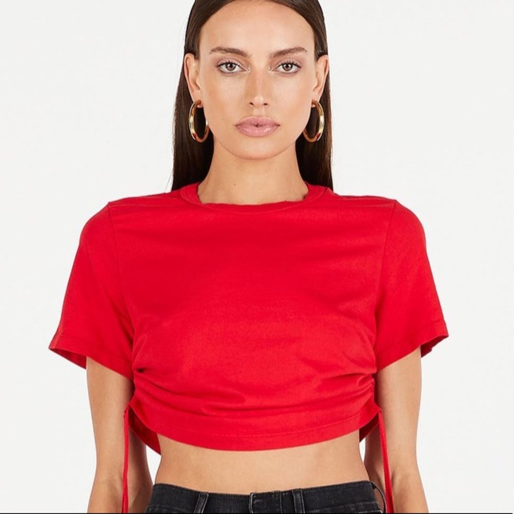 Cotton Citizen Red Short Sleeve Crop Top